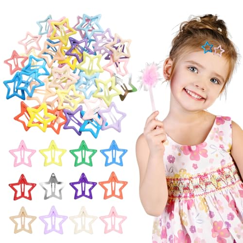 LQUYTA 50 Pinzas Para El Pelo De Estrella, Pinzas Pelo Niña, Antideslizantes Accesorios, Bonitos Accesorios Kawaii, Pinzas De Metal Para El Pelo Para Mujeres Niños