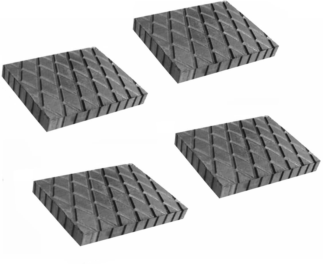 Set 4 Tamponi in Gomma per Ponte Sollevatore, 160 x 120 x 20mm, Alta Portata, in Vera Gomma Rinforzati con Tessuto