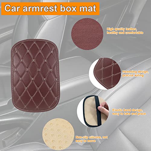 CGEAMDY Universal-Armlehnenkissen aus Leder, weich, rutschfest, wasserdicht, Autozubehör für Suv, LKW, Auto (Burgunder-Beige)