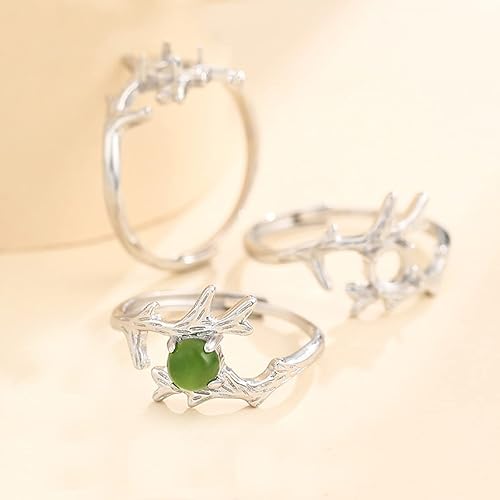 Miniatura 6 de Anillo ajustable de plata de ley 925 en blanco para 0.197 in de piedra redonda ramita de piedra texturizada anillo de punta base cabujón joyería