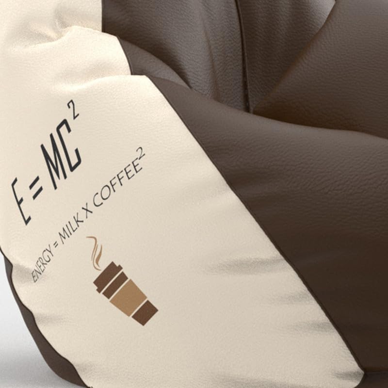 Image of Biggie Bean Bag Chair with Beans Filled 4XL Evergreen Classics Bean Bag-Loud Prints-Soft Landings-Styled with Free Cushion & Footrest (Matching Color : Printed e=mc2 Brown Cream)