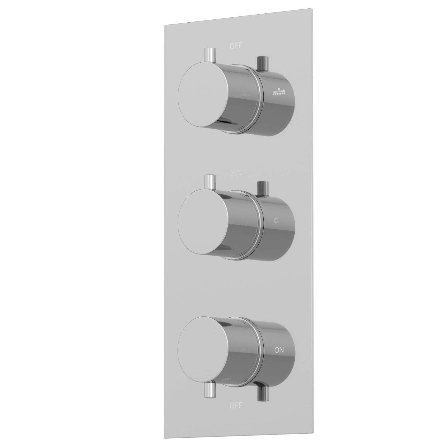 Valway Square Thermostatic Mixer Shower Valve - Concealed Triple Outlet