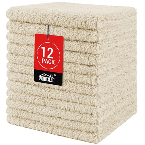 Image of HOMEXCEL Microfiber Washcloths 12 Pack, Highly Absorbent and Soft Face Towel, Multi-Purpose Wash Cloths for Bathroom, Gym, Hotel, Spa and Kitchen, Multicolor 12x12 Inch, Brown