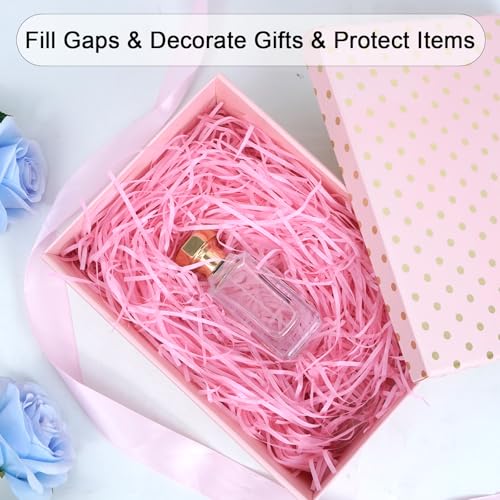 FICOFISE 400g Füllmaterial Geschenk: 4 Farben Geschreddertes Papier, Weicher Füllmaterial für Pakete mit 2 Grußkarte, für Geschenkkörbe Geschenkboxen Dekorations