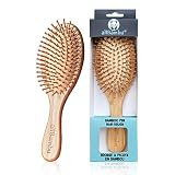 allBambu - Bamboo Hair Brush with Bamboo Pins, Detangling Hairbrush for Women, Girls & Men, Paddle W