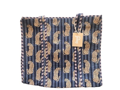 Imagen de Jomy Bolso Tote Bag Estampado Bolsa de Hombro tejido acolchado 100% Algodón Dos asas de hombro cierre con cremallera Bolsa de compras