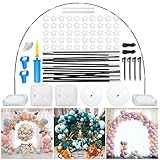 【Ballon Bogen Gestell -Kit enthalten】Hochzeit deko ballon girlande luftballon bogen gestellr für enthalten 15 gefaltete Glasfaserstangen, 2 PVC-Basis, 2 lange PVC-Rohre, 2 Wasserbeutel, 1 Ballonpumpe, 50 Ballonclips, 2 Ballonknoter, 2 Bodensicherungsseile, 4 Bodennägel. Ballon ständer für luftballonsreicht für alle festival, jahrestag, geburtstagsdeko, cocktail deko, hochzeit deko, gender reveal party, jugendweihe deko, baby shower deko.