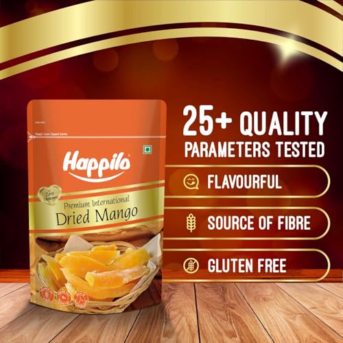 Image of Happilo Premium International Dried Mango 200g | Plant Based Protein | Sweet taste of Real Mangoes anytime | 100% Natural & No Artificial Colors, Gluten Free, No Preservatives (Pack of 5)