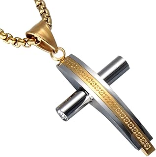 Colliers en arc de flexion avec pendentifs en croix croix de mélangeur en acier inoxydable pour hommes bijoux religieux