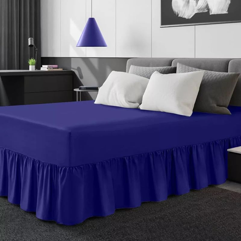 Plain Dyed Valance Sheet Deep Drop Valance Fitted Sheet in 22 colours Non-Iron Soft Fabric (RBL KI)