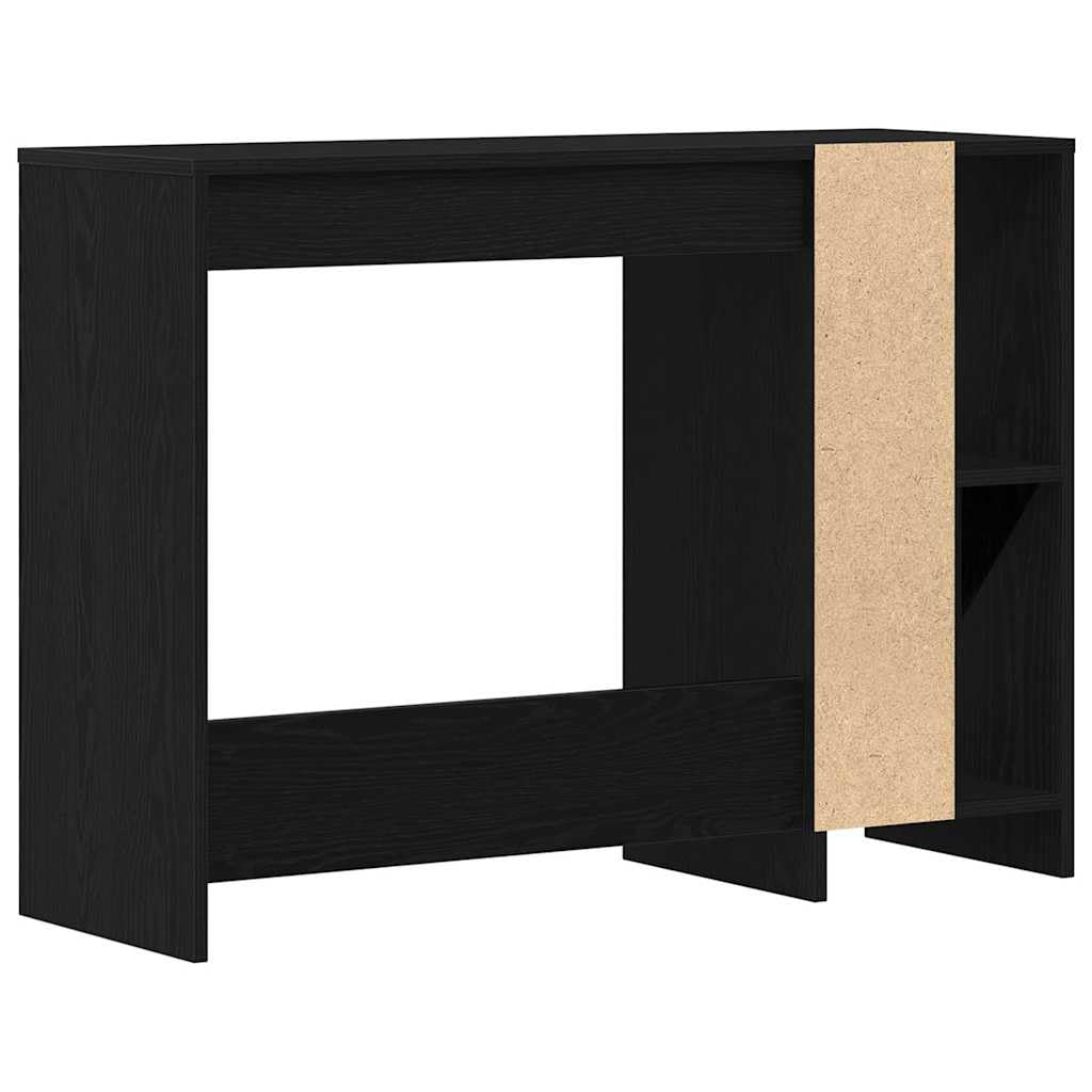Scrivania con scaffale, colore nero, effetto rovere, 102,5 x 35 x 75 cm, materiale in legno, robusto tavolo per computer per casa, ufficio, studio, tavolo da lavoro salvaspazio con spazio di