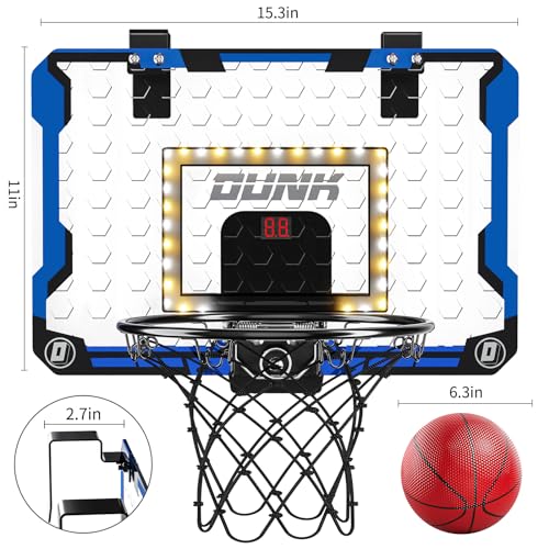 TEMI Basketball Hoop Indoor With 4 Balls, Over The Door for Kids and Adults, Toy Gift for Boys Girls Age 3-12 Years - Image 3