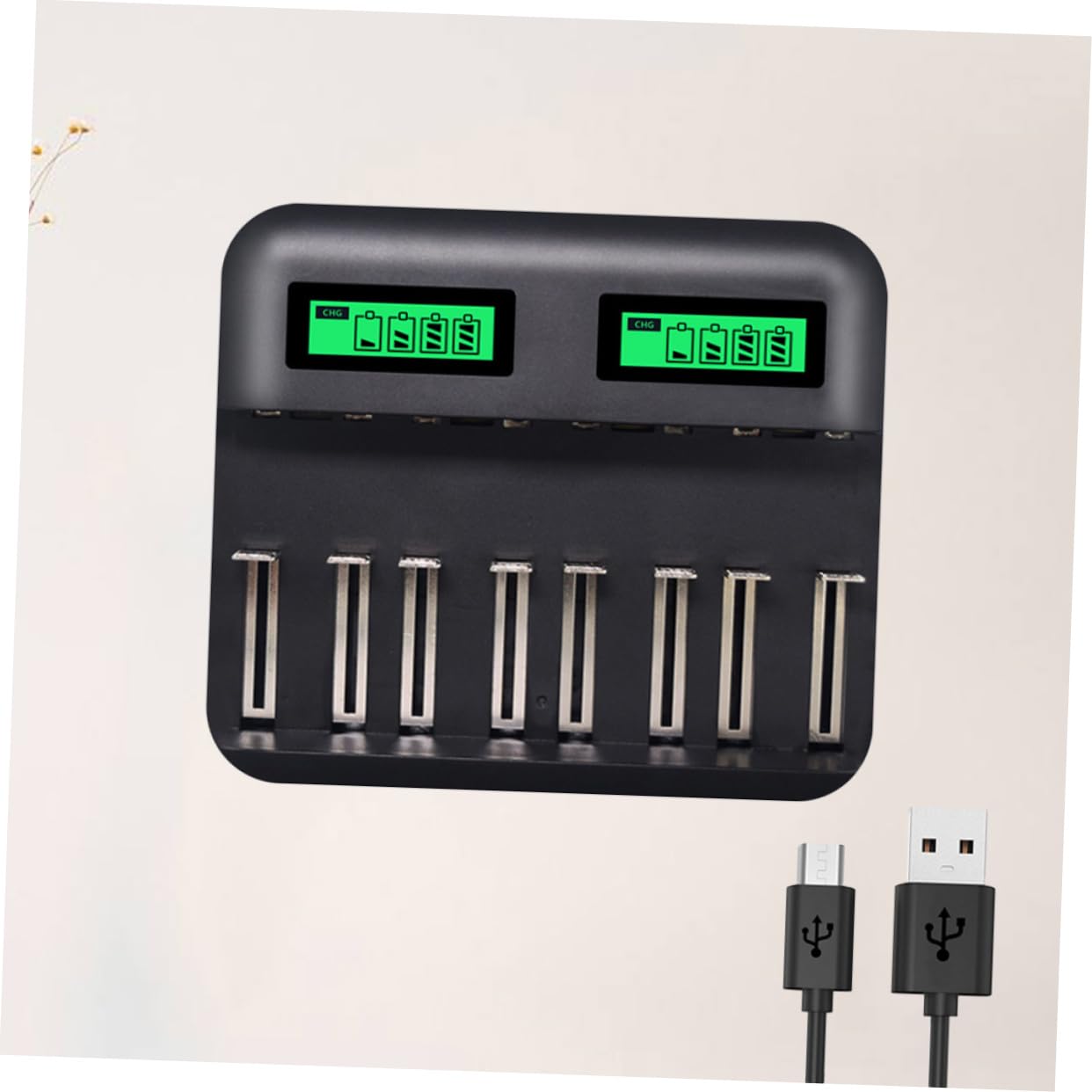 OSALADI Chargeur de Piles Intelligent 8 Emplacements en Plastique Protection Multiple et Surcharge, Compatible Piles AA AAA, pour Usage Domestique