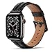 Tasikar Compatible pour Bracelet Apple Watch 42mm 44mm 45mm, Cuir Véritable Bande de Remplacement Compatible avec iWatch Se Series 7 6 5 4 3 2 1 - (42mm/44mm/45mm, Noir)