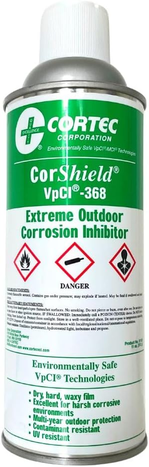 CorShield VpCI-368 Aerosol Anti Rust Wax Spray Ready to Use Extreme Outdoor Rust Inhibitor Removable Coating 11oz Can