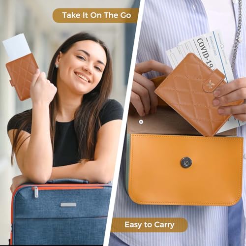 Image of Melsbrinna Premium Leather Passport Holder Covers Case, Waterproof Rfid Blocking Travel Wallet Passport Holder with Pen Holder, Cute Passport Book for Women /Men