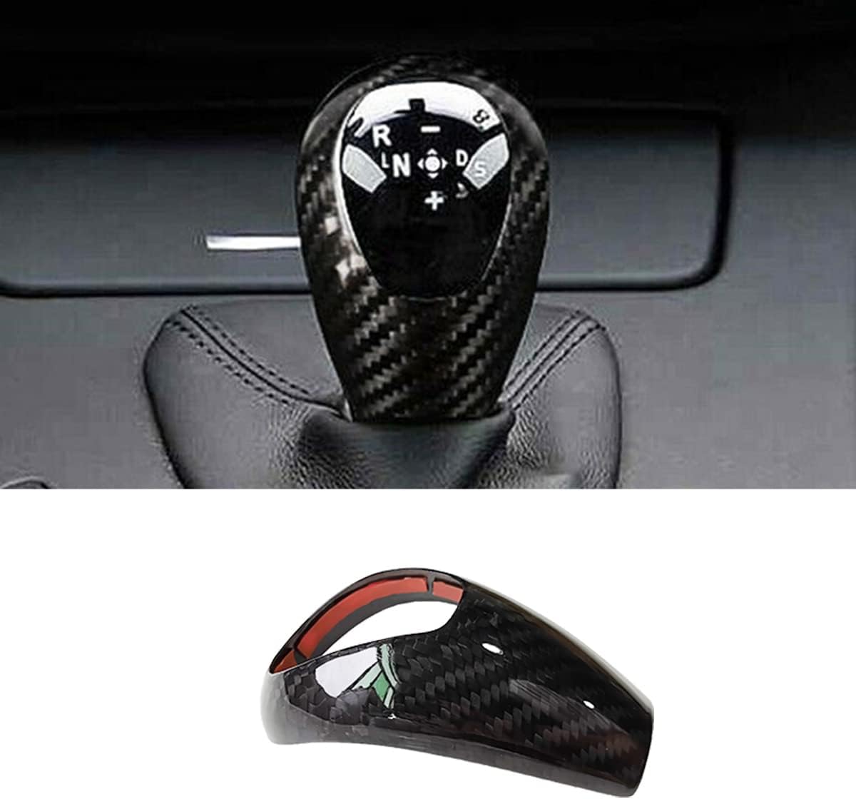 for BMW 2009-2013 M3 2005-2008 M5 2006 M6 Real Carbon Fiber Center Gear Shift Knob Head Cover Trim Protective Car Interior Accessories