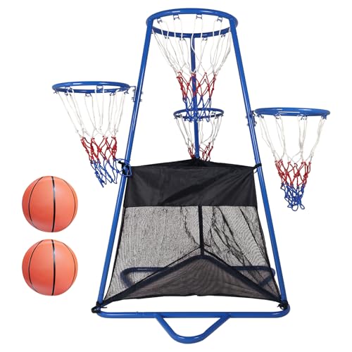 Garvee 4 Hoop Basketball Set for Toddlers, Indoor & Outdoor Play, Preschool Toy for Ages 3+, Includes 4 Basketballs and Air Pump, Fun Basketball Game
