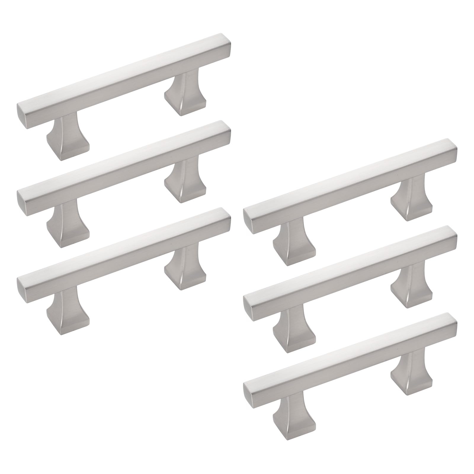 NEGS 3 inch Brushed Nickel pulls Brushed Nickel Cabinet Handles Brushed Satin Nickel Cabinet pulls Satin Nickel Cabinet knob Kitchen Cabinet Hardware Super Deluxe 6 Packs
