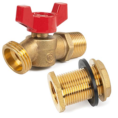 Hourleey Brass Rain Barrel Quarter, Rain Barrel Spigot Kit 1/2 Inch, Rain Barrel Quarter Turn Ball Valve Spigot With Bulkhead Fitting #TOP1