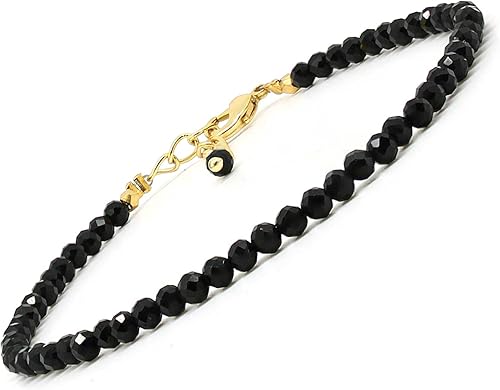 Miniatura 9 de Gempires Natural Amethyst Beads Bracelet, February Birthstone Bracelet. 3.5 mm Size Faceted Purple Beads with14k Yellow Gold Plated 7 + 1 Inch