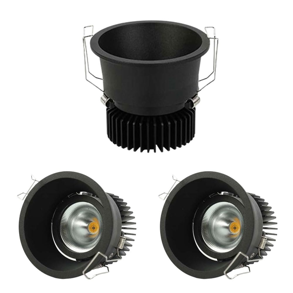 ASerZenith Led Recessed Lighting,Cri90 Gimbal Light Fixture, Black Adjustable Ceiling Spotlight, Round Recessed Downlight,Cob Cri 90+ 3000K/4000K/6000K Selectable, For Living Room Corridor,15W-3000K