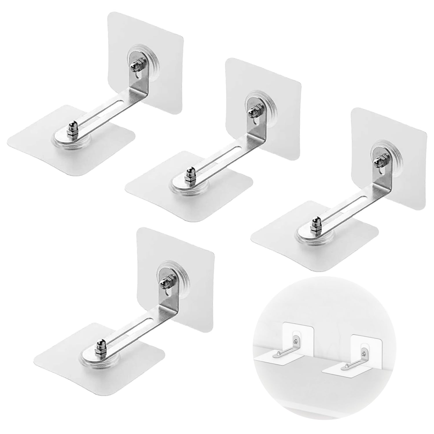 Anclaje Mueble Pared, Correas de Muebles Seguridad Antivuelco, Anclajes de Pared Sin Taladro Autoadhesivo, para Protección de Bebés y Mascotas, para Estanterías, Armarios, Aparadores, 4 Juegos