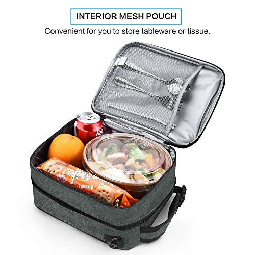 Expandable Insulated Lunch Bag, Leakproof Flat Lunch Cooler Tote With Shoulder Strap For Men And Women, Suitable For Work & Office By Tirrinia, Charcoal #TOP6