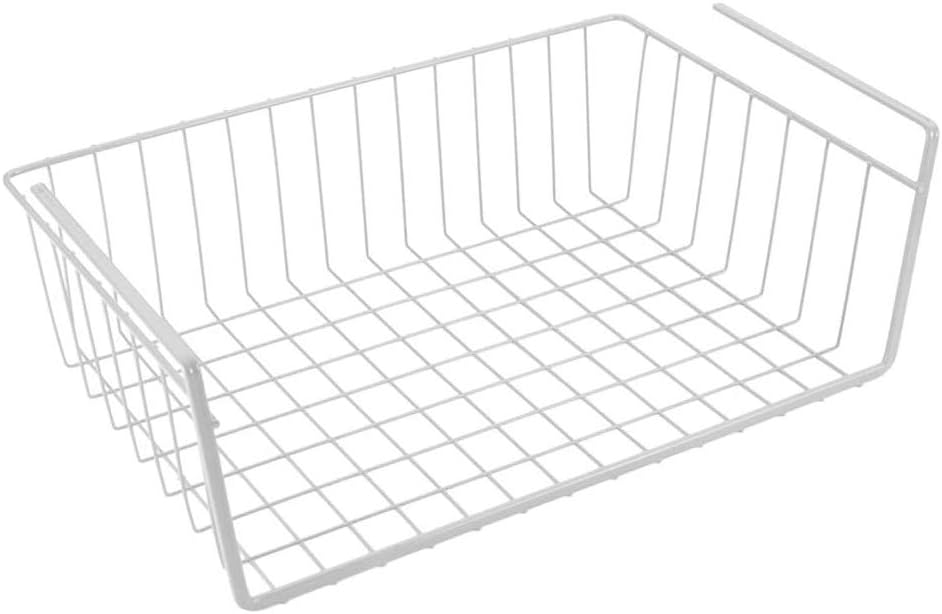 Modern Home Under Shelf Wire Storage Baskets – Hanging Organizer Rack for Cabinet, Pantry, or Closet – White Metal Basket for Kitchen, Towels, or Office – No Tools Required (15") image 2