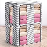 Clothes Storage Bins Box, 2x100L Litbear Foldable Stackable Storage Container with Metal Frame, 2...