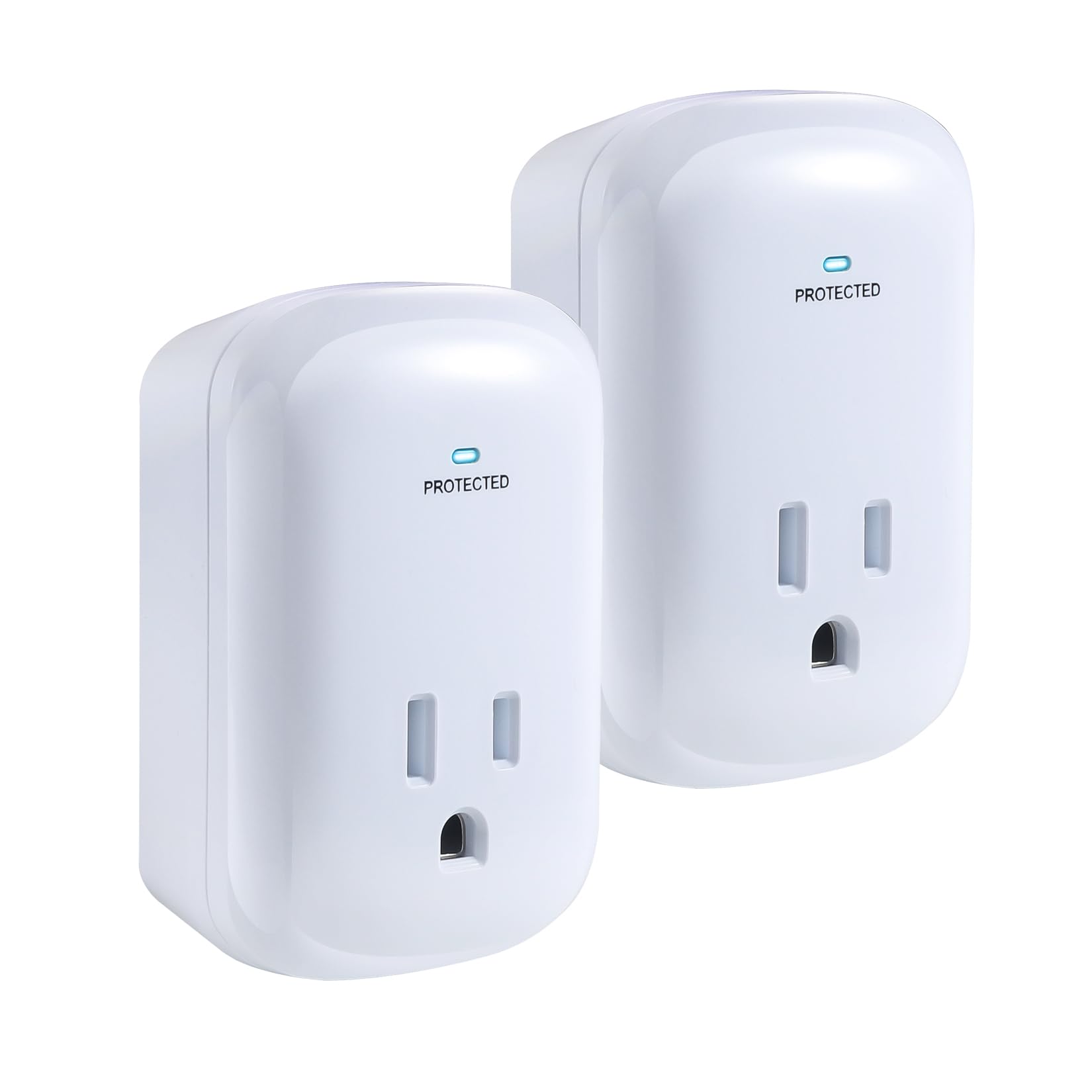 Single Surge Protector Plug, FiiMan ETL Listed Grounded Outlet Wall Tap Adapter with Indicator Light,1-Outlet,2200 Joules/15A/1875W, White, 2Pack