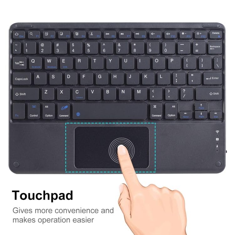 Image of Wireless Bluetooth Keyboard with Touchpad Rechargeable Slim Lightweight Like Air Multi-Device Portable for Tablet, Laptop, Smart TV, PC, Black BTW-TOUCH50