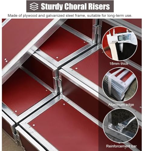 Choir Stage Risers - Soporte de música de metal contrachapado antideslizante, 50 pulgadas de largo para bodas y conciertos