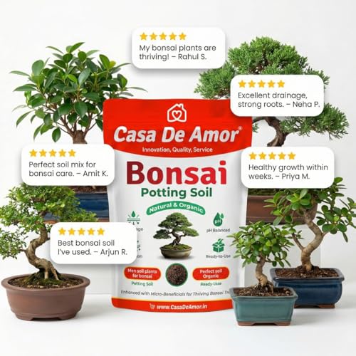 Image of Casa De Amor Organic Bonsai Potting Soil Mix 5 kg - Ready to Use Bonsai Soil for Indoor & Outdoor Bonsai Plants | Well Draining, Nutrient Enriched Bonsai Growing Medium