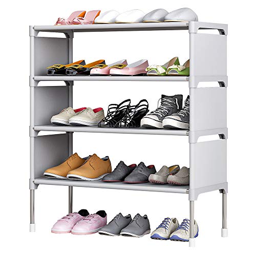 TZAMLI 4-Tier Free Standing Shoe Rack 12 Pairs Non-Woven Fabric of Shoes Organizer