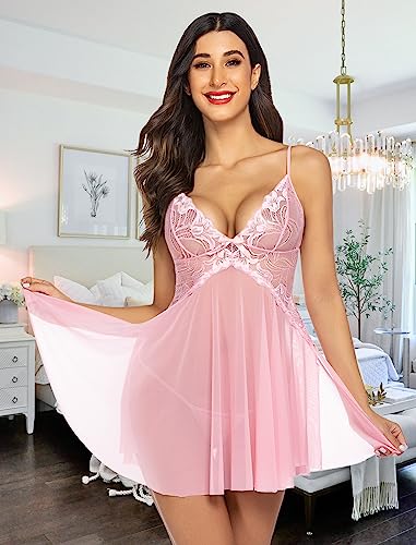 Image of Avidlove Women Lace Lingerie Babydoll Sexy Chemise Exotic Nightgowns Bridal Nightdress