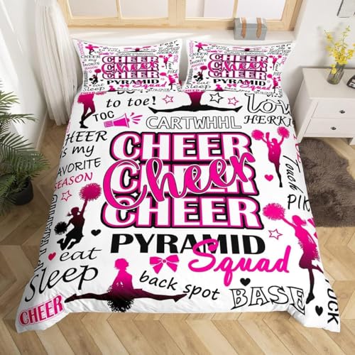 Parure de lit avec 1 taie d'oreiller pour filles et adolescentes - Motif silhouette de pom-pom girl...