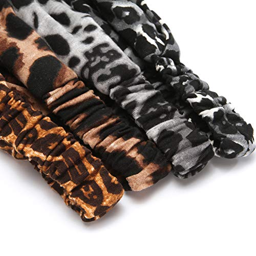 Folora 4Pcs Leopard Print Twisted Criss Cross Elastic Headbands Soft Cotton Hair Bands For Women Girls #TOP3