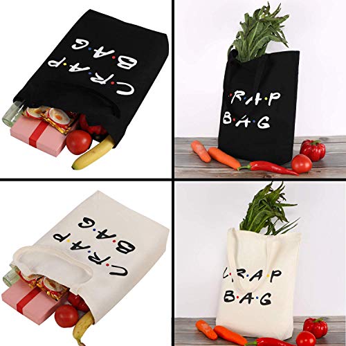 Erweicet-Friends-Show-Crap-Bag-2-Pack-Large-Canvas-Reusable-Grocery-Tote-Bags-White-and-Black-Craft-Canvas-Bag
