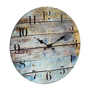 Stonebriar Vintage Farmhouse Wooden 14 Inch Round Battery Operated Hanging Wall Clock Stonebriar Vintage Farmhouse Wooden 14 Inch Round Battery Operated Hanging Wall Clock