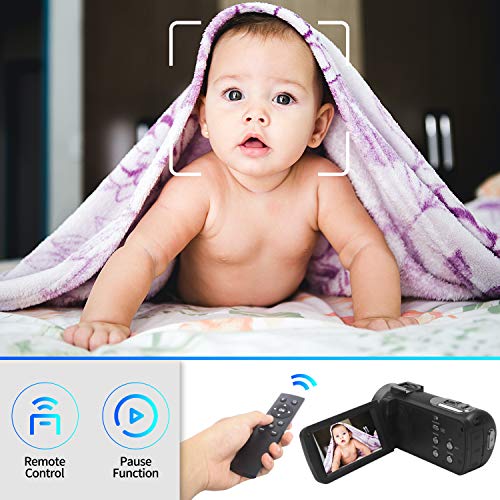4K Camcorder Video Camera for YouTube Ultra HD 4K 48MP 18X Digital Zoom Camcorder with Microphone Remote Control 3 inch Touch Screen and 2 Batteries