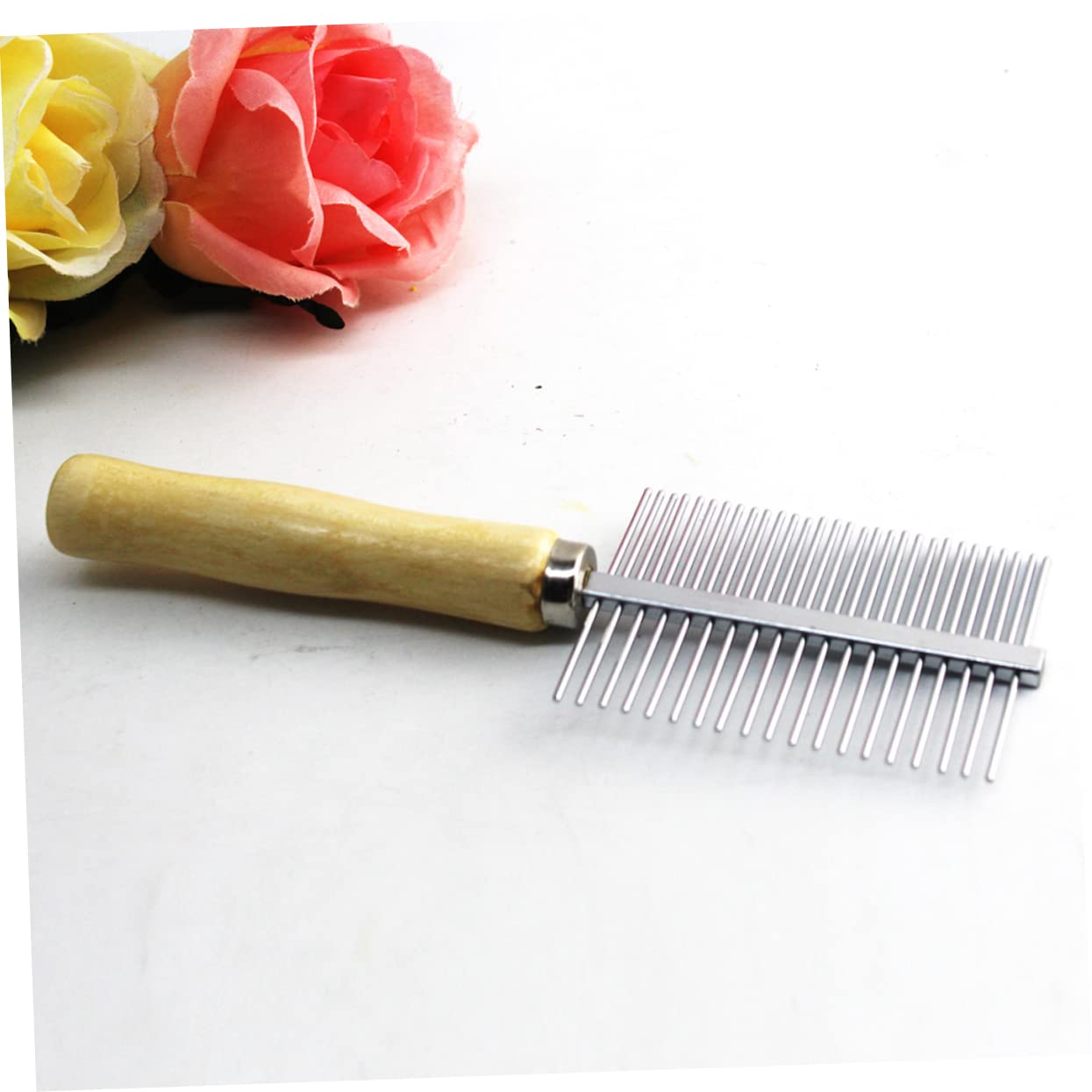Balacoo Dog Hair Comb 2pcs Pet Comb Double- Sided Pet Brush Hair Comb Cat Brush for Shedding Stainless Steel Grooming Comb Beauty Comb Pet Hair Comb Dog Comb Stainless Steel Needle Wooden