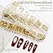 RODAKY Gold Nail Charms 3D Cross Heart Charms Metal Alloy Half Round Pearls Chrome Vintage Nail Art Gems Decoration Kit with Tweezer Pencil