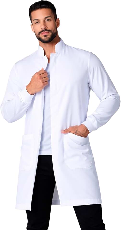 Jaleco Masculino Gabardine Uniforme Manga Longa Moderno Com Ribana