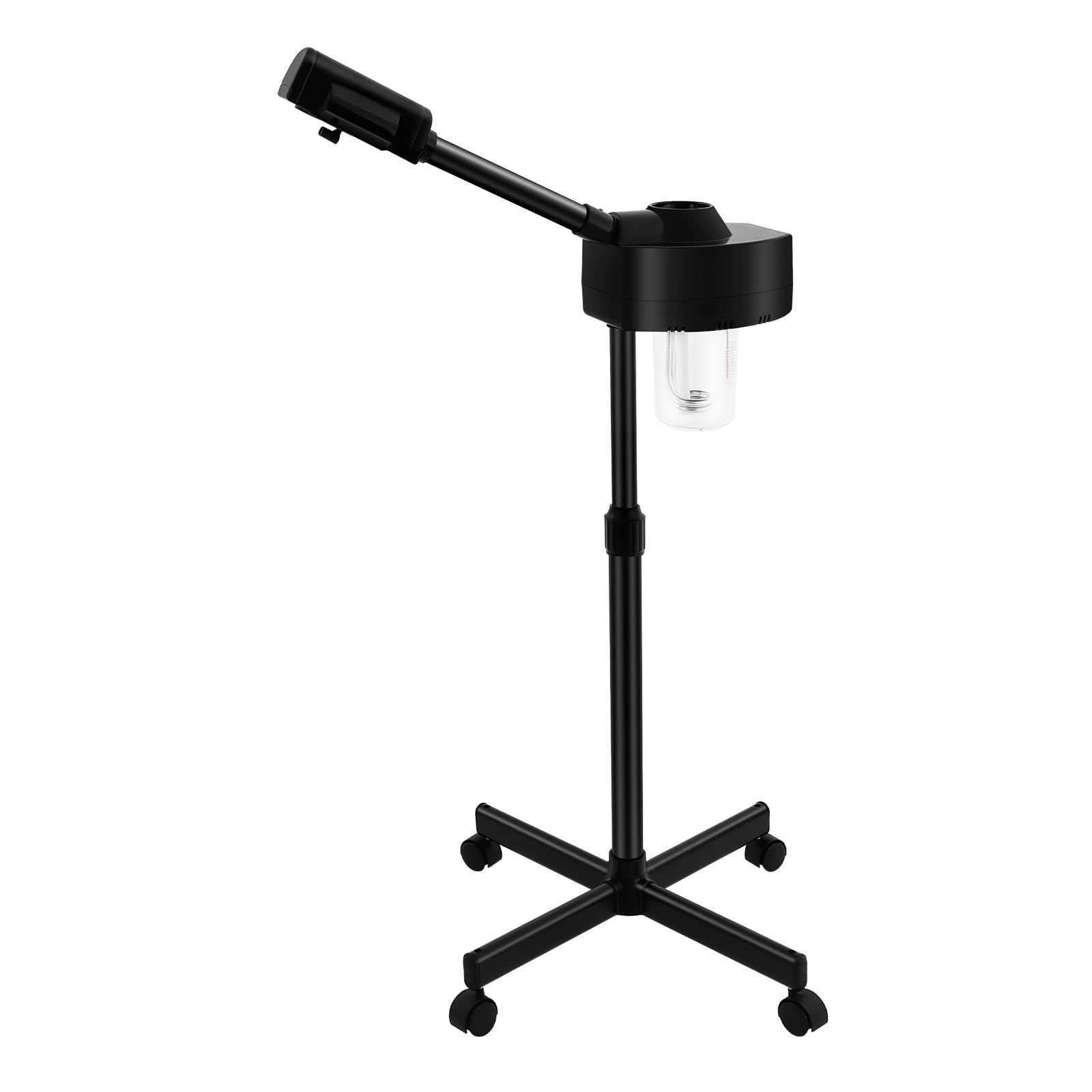 Gesichtsdampfer 800W Gesichtssauna 30-40cm Höhenverstellbar Porenreiniger Mobil Dampf Spa Maschine mit 4 Räder 750ml Professionell Bedampfer Kosmetik mit 360°Drehbaren Düse für Spa (Schwarz)
