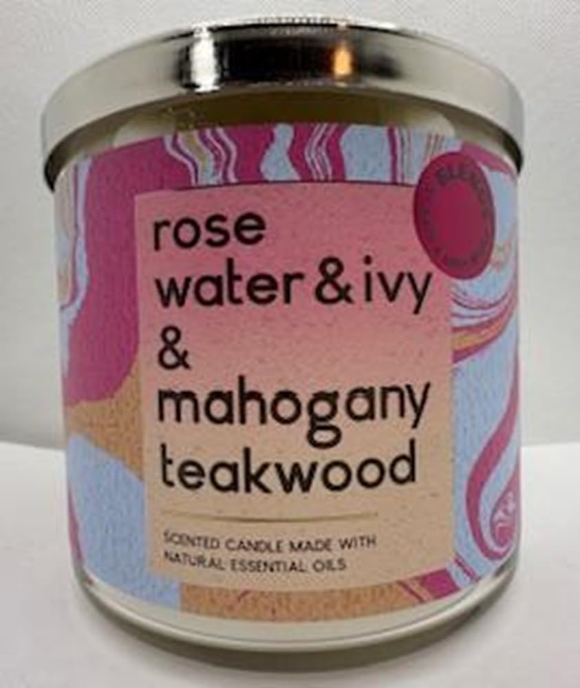 Generic Rose Water and Ivy & Mahogany Teakwood (Blends) 3 Wick 14.5 Ounce Candle, Large