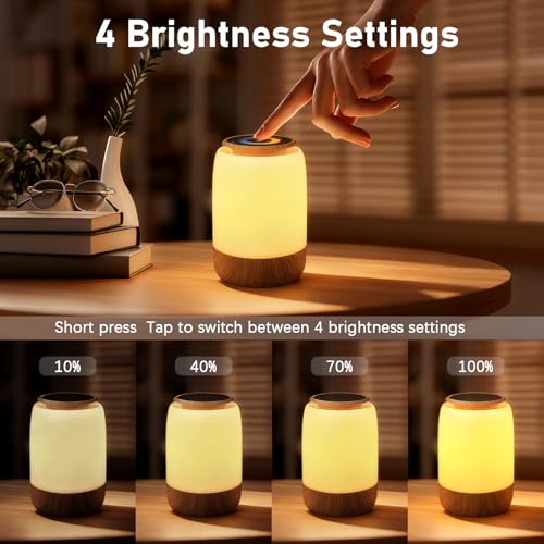 Carehabi Nachttischlampe Nachtlicht Touch Dimmbar mit 7 Farben und 4 Modi, stufenlose Dimmung，LED Tischlampe USB Aufladbar, Nachtlicht mit Timer und Countdown-Funktion