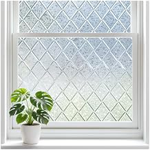 rabbitgoo Window Privacy Film, Decorative Privacy Window Film Sun Blocking, Frosted Glass Cling for Home Door, Non-Adhesive Static Cling Sticker Covering Heat Blocker, Clear, 35.4" x 157.4"