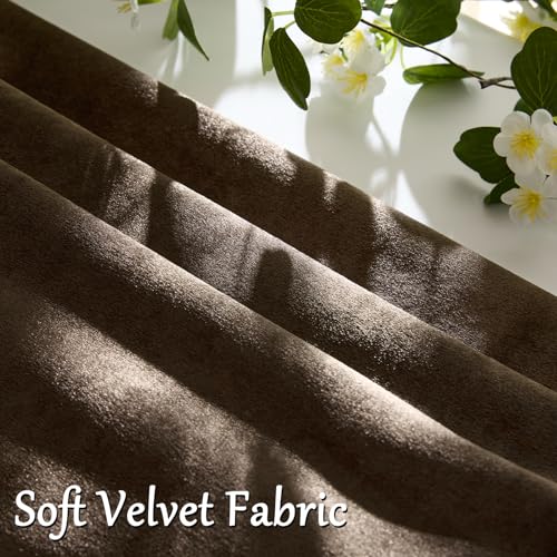 Image of GIGIZAZA Brown Velvet Pillow Covers 18x18,Square Solid Throw Pillow Covers Decorative Modern Pillows Small Vintage Cases for Couch Pack of 2
