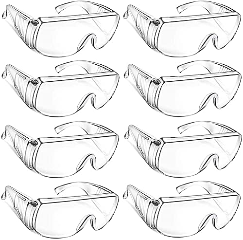 ゴーグル Anleikf 保護メガネ 防護 安全 防塵 飛沫対策眼鏡 オーバーグラス 曇り止め 防曇 保護用アイゴーグル眼鏡着用可耐衝撃性 防花粉 透明 軽量 防災ゲッズ 破片対応 アウトドア/作業用 (透明-8個入)